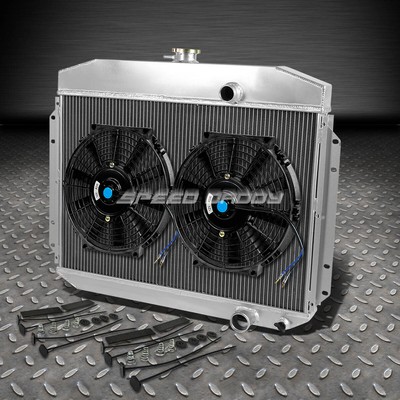 3-РЯДНЫЙ ПОЛНОСТЬЮ АЛЮМИНИЕВЫЙ РАДИАТОР + 2X12 ВЕНТИЛЯТОРА ДЛЯ 61-64 F100 F250 F350 Y-ОБРАЗНЫЙ БЛОК 6CYL/ V8