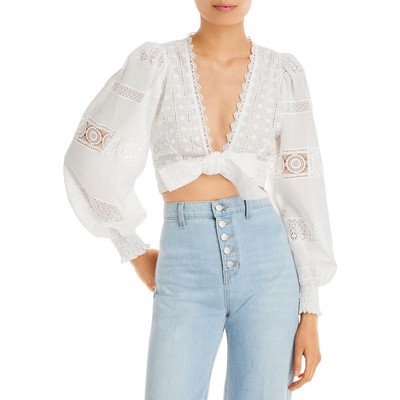 

Женская укороченная рубашка с кружевом и завязками спереди Waimari Havana BHFO 7400, Белый