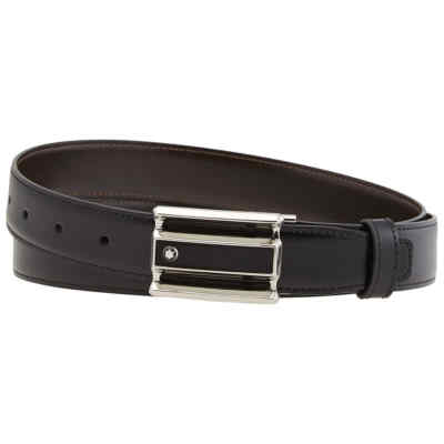 Pre-owned Montblanc Black/brown Reversible Cut-to-size Business Belt