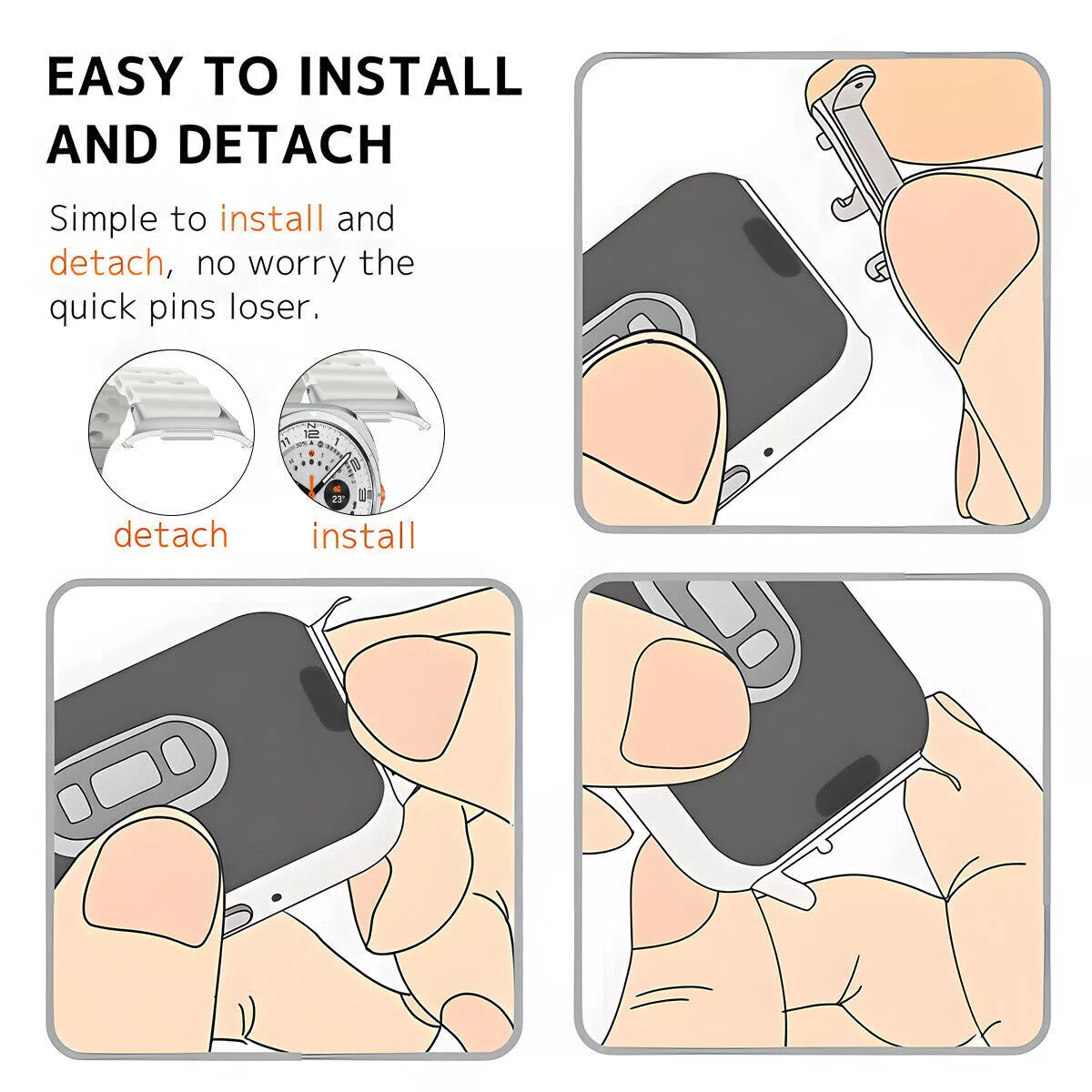 1Pair Metal Band Strap Connector Adapter For Samsung Galaxy Watch 7 Ultra 47mm