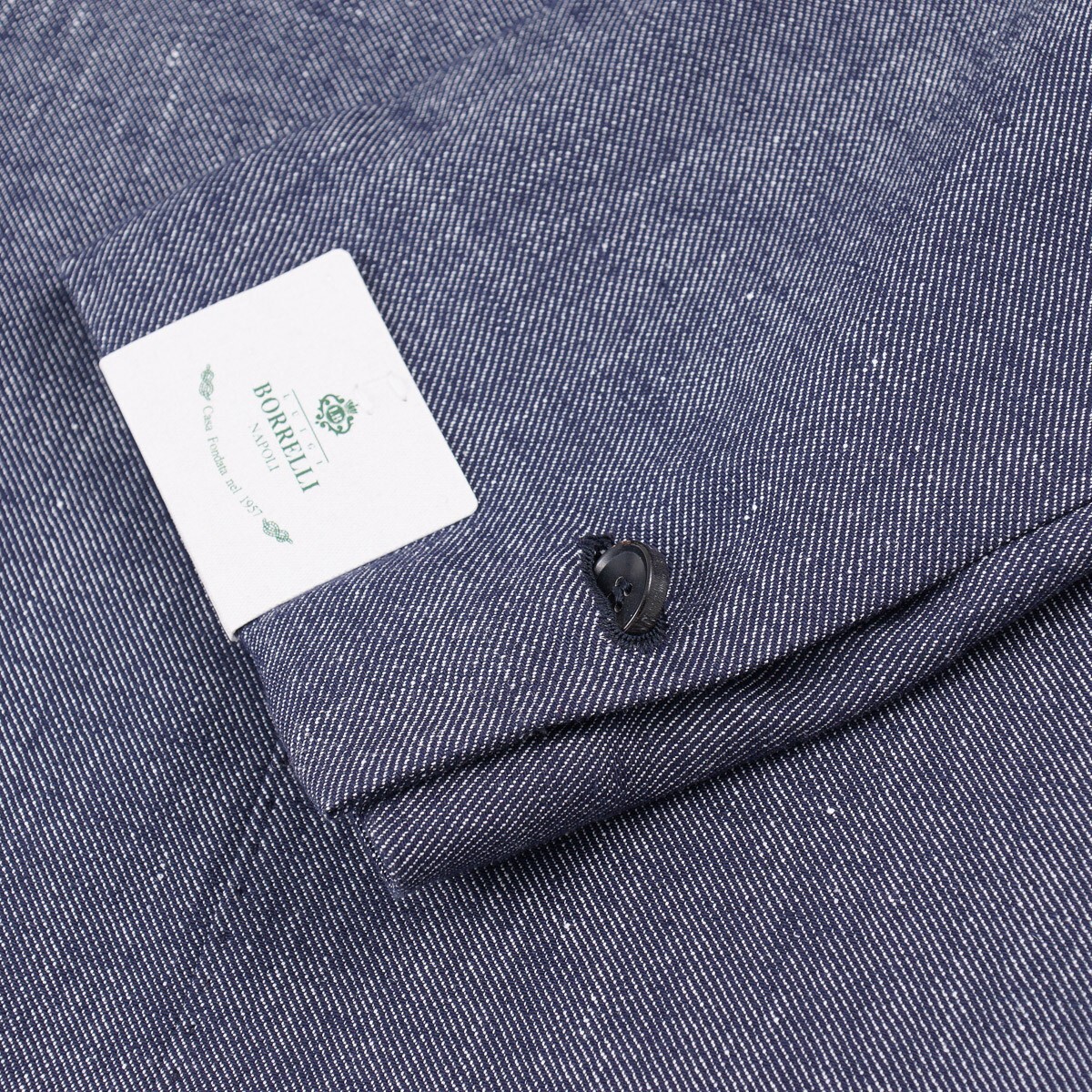 Pre-owned Luigi Borrelli Unlined Chambray Suit With Drawstring Jogger Pants 40r (eu50) In Blue