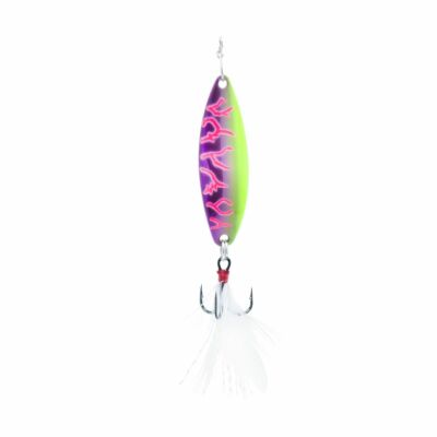 Clam Panfish Leech Flutter Spoon Glow Pink Lightning 1/32 oz #14 Treble Hook