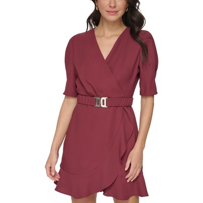 Женское красное платье с запахом выше колена DKNY S BHFO 2879