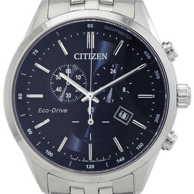 Pre-owned Citizen Eco-drive Chronograph Blue Dial Men's Watch At2140-55l