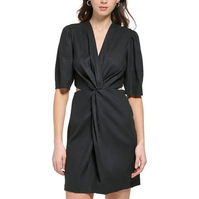 Женское черное вечернее мини-платье DKNY с коротким вырезом XS BHFO 5251