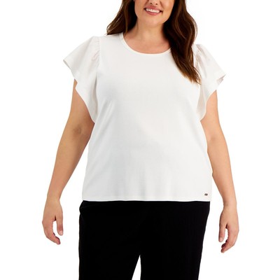 Женская белая блузка в смешанной технике Calvin Klein Плюс 2X BHFO 8181