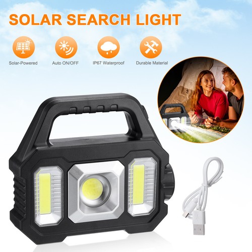 Portable Solar Work Light Spotlight Searchlight Flashlight Camping Hiking Lamp