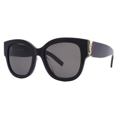 Pre-owned Saint Laurent Grey Butterfly Ladies Sunglasses Sl M95/f 001 56 Sl M95/f 001 56 In Gray