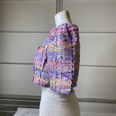 SMYTHE SMYTHE CROPPED DB JACKET WOMEN'S SIZE 6 VIOLET JACQUARD