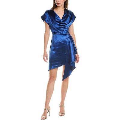 Laundry by Shelli Segal Womens Blue Satin Cocktail And Party Dress 8 BHFO 7290