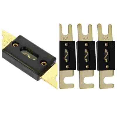 1-10PCS In-Line ANL 60A Amp Electrical Protection Fuse Blade Fuse Gold Plated