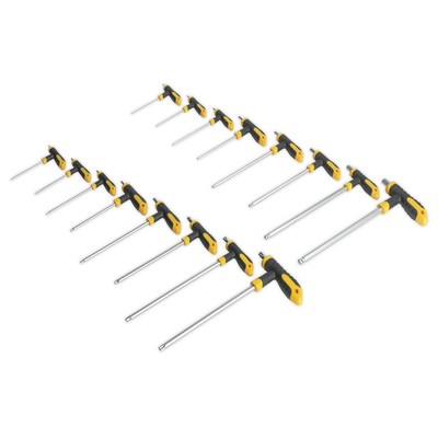 Siegen 16pc T-Handle Trx Star Security & Ball End Hex Key Set Short Long Shafts
