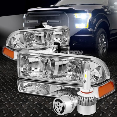 ХРОМИРОВАННЫЙ КОРПУС ФАРЫ + ЖЕЛТЫЙ СИГНАЛ + БЕЛЫЙ СВЕТОДИОД 9006 HID с ВЕНТИЛЯТОРОМ ДЛЯ BLAZER 98-04