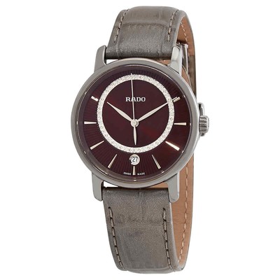 Женские часы Rado DiaMaster с бриллиантами и кварцем с коричневым циферблатом R14064735