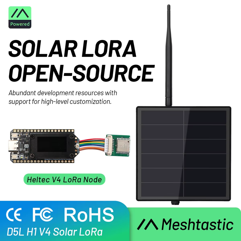 D5L Meshtasic Solar Powered Heltec LoRa 32 V4 ESP32 With GPS LoRa Module WiFi Bl