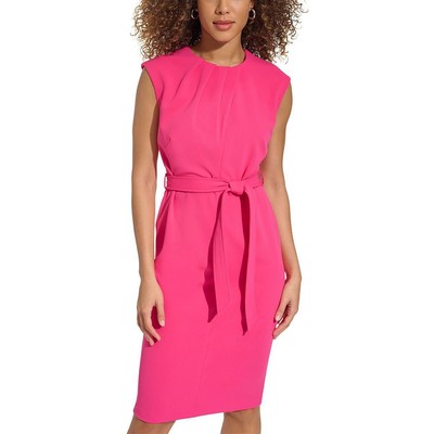 Женское плиссированное деловое платье-футляр Calvin Klein длиной до колен BHFO 4056