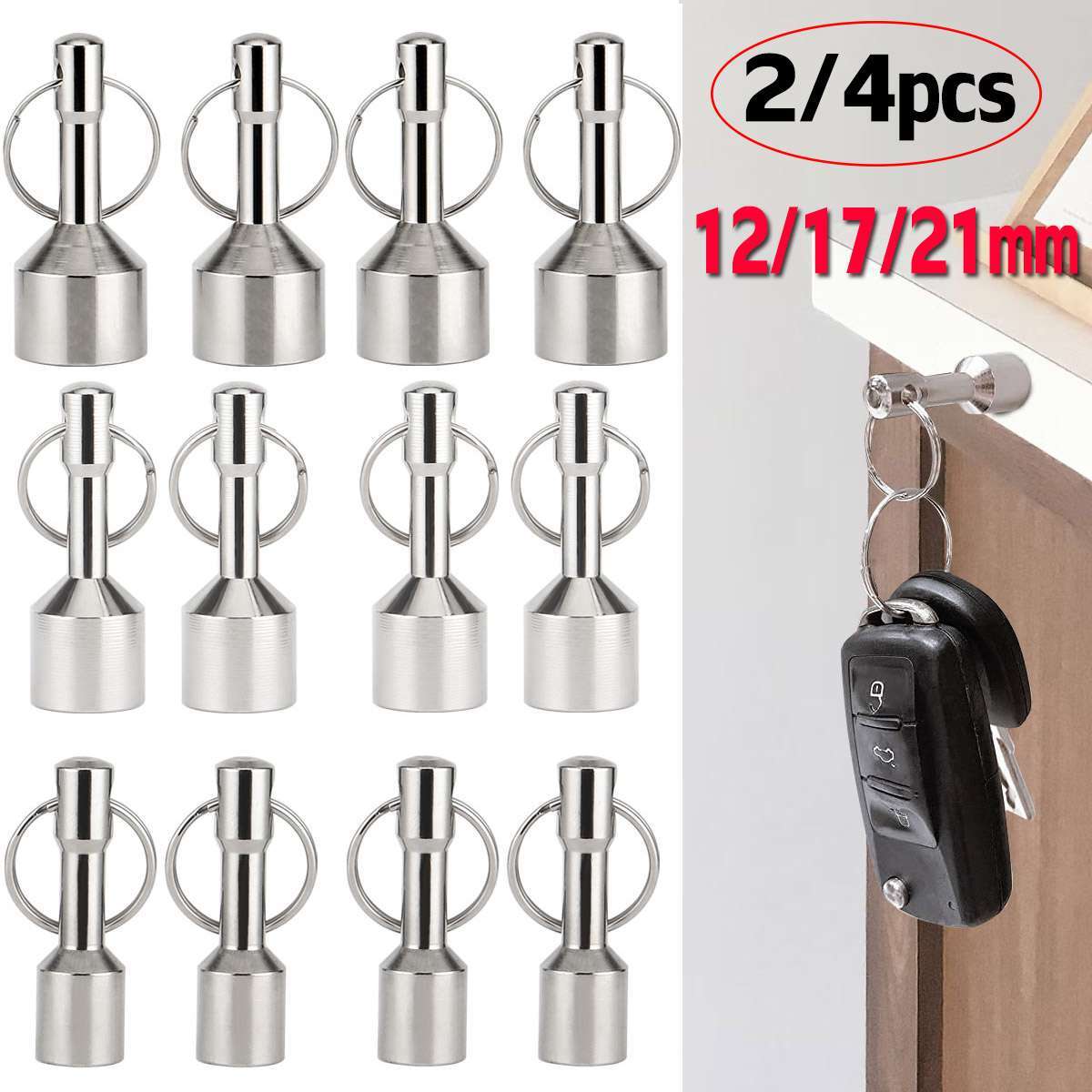 2/4X Keychain Neodymium Magnet for Testing Brass, Gold, Silver, Coins 12/17/21mm