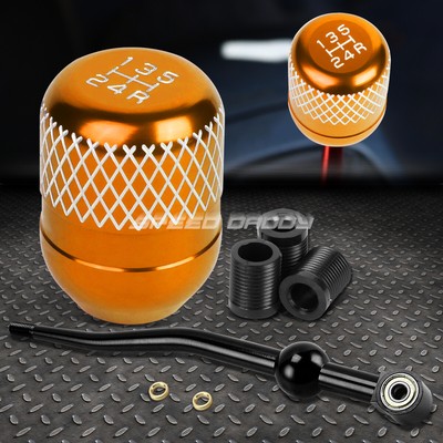 КОРОТКИЙ РЫЧАГ ПЕРЕКЛЮЧЕНИЯ ПЕРЕДАЧ ИЗ ЧЕРНОГО АЛЮМИНИЯ С ДВОЙНЫМ ИЗГИБОМ + ОРАНЖЕВАЯ 5-СТУПЕНЧАТАЯ РУЧКА С СЕТКОЙ ДЛЯ EK/ EJ / EG