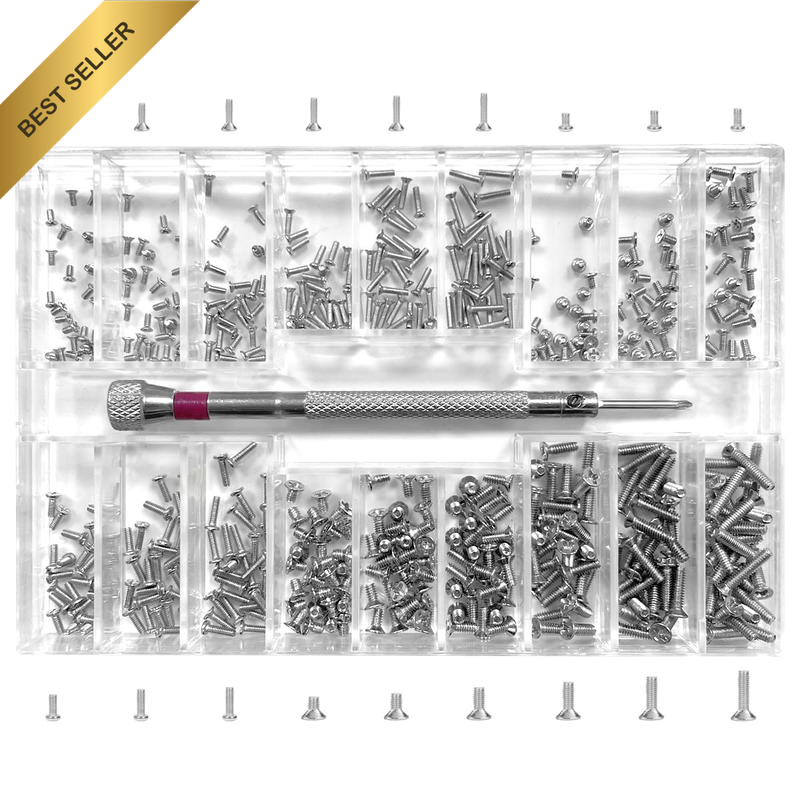 Micro Screws Set, 18 Kind Mini Metric Assortment Screw Kit with Screwdriver for