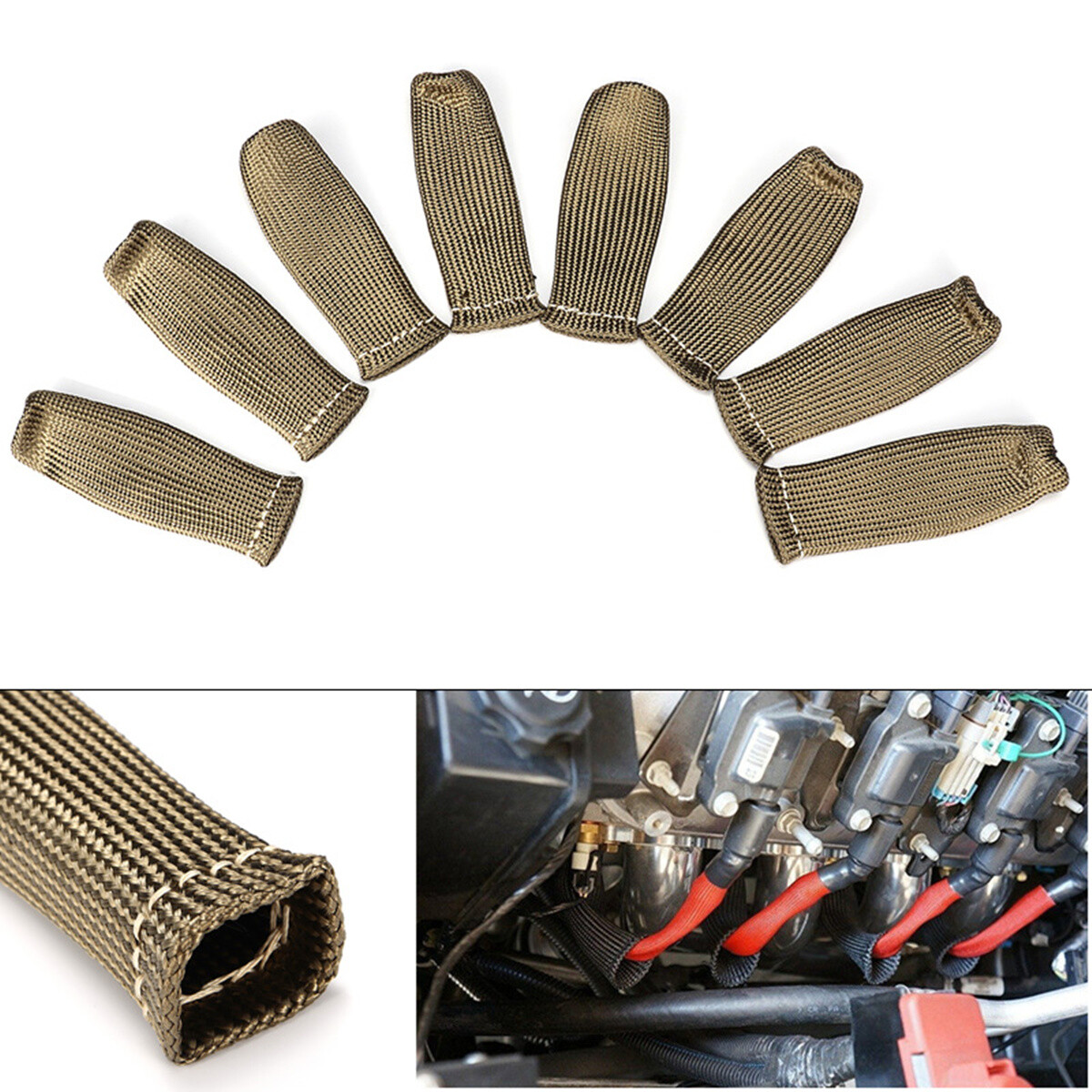 2500° Titanium Spark Plug Wire Sleeve Boot Heat Shield Protector For