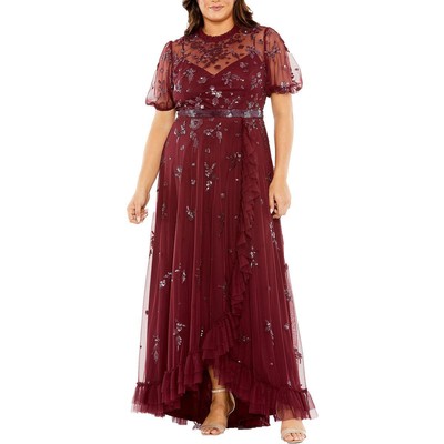 Mac Duggal Womens Red Embellished Tiered Evening Dress Gown Plus 16W BHFO 2796