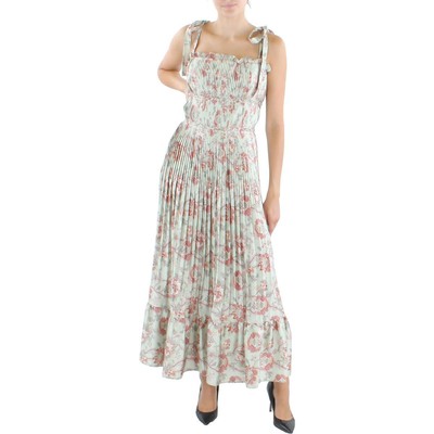 

Женское зеленое длинное летнее платье миди со складками Polo Ralph Lauren  BHFO 9396, Strawflower floral