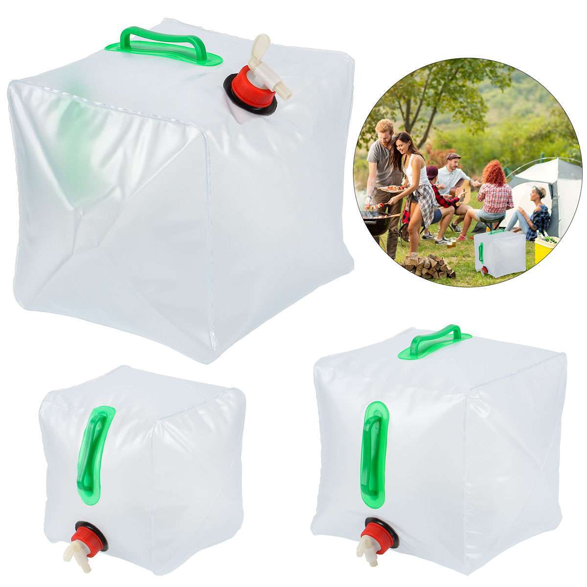 Foldable Collapsible Water Container W/Spigot 10/20L Camping Water Storage Jug