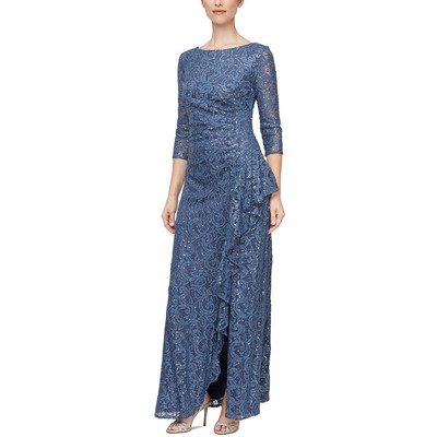 Alex Evenings Womens Blue Lace Sequined Formal Evening Dress Gown 10 BHFO 8920