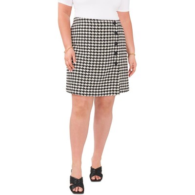 Женская мини-юбка с запахом Vince Camuto, блестящая черно-белая, 16W BHFO 2238