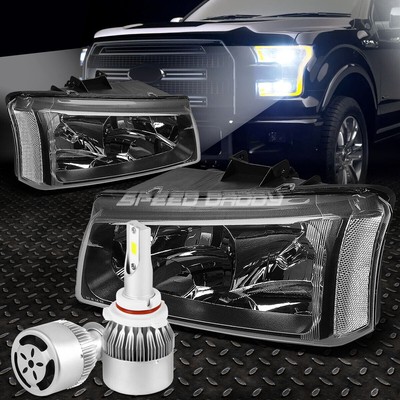 ЧЕРНЫЙ КОРПУС ФАРЫ + ПРОЗРАЧНЫЙ УГОЛ + БЕЛЫЙ СВЕТОДИОД 9006 HID + ВЕНТИЛЯТОР ДЛЯ 03-07 SILVERADO