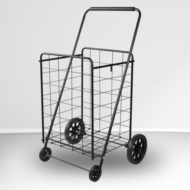 CARSTY Folding Shopping Cart Utility Grocery Trolley Laundry Jumbo Basket Home