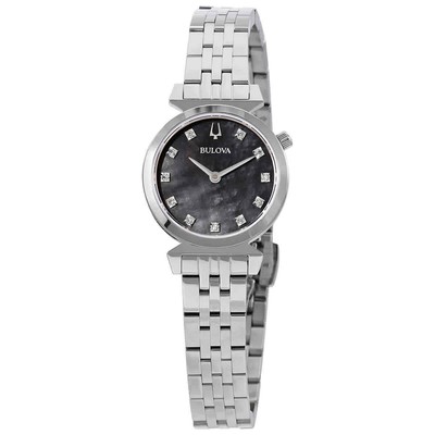 Женские часы Bulova Regatta Diamond с черным циферблатом MOP 96P221