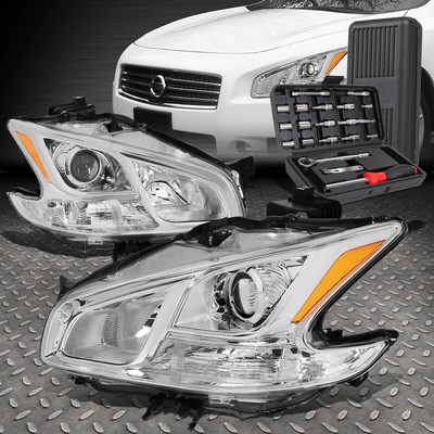 ДЛЯ 09-14 NISSAN MAXIMA ХРОМИРОВАННЫЙ КОРПУС, ЯНТАРНАЯ УГЛОВАЯ ФАРА ПРОЕКТОРА + НАБОР ИНСТРУМЕНТОВ