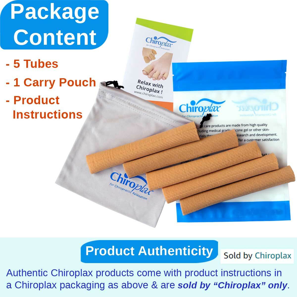 Chiroplax Gel Finger Toe Tube Sleeve Protector Separator Cap Bunion Hammer(5Pcs)