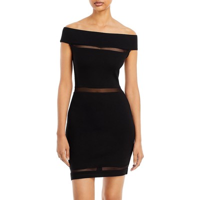 French Connection Womens Black Mesh Inset Above Knee Bodycon Dress 10 BHFO 1779