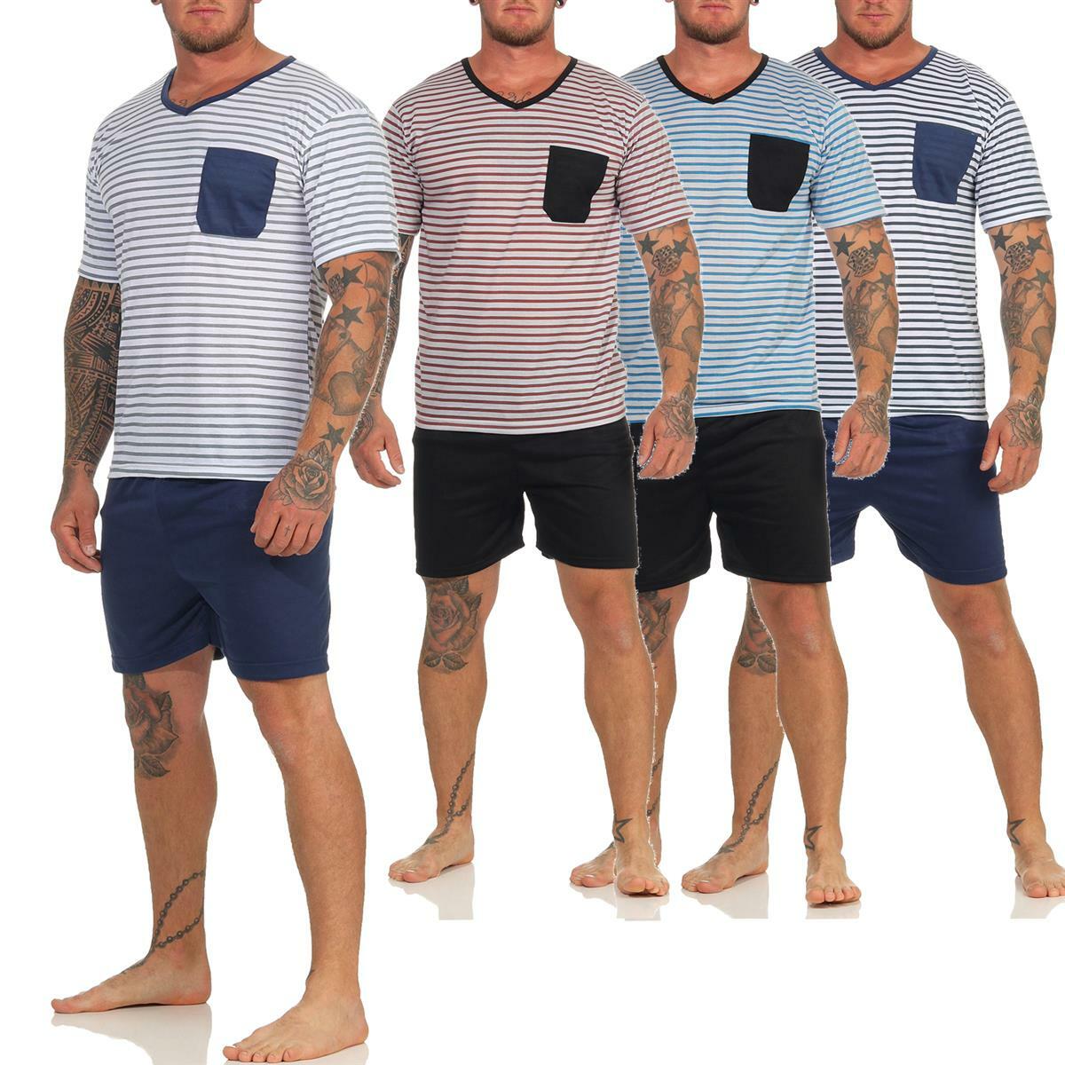 Herren Sommer Pyjama Short & T-Shirt Schlafanzug Gr. M L XL 2XL 3XL 4XL 5XL