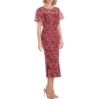 

JS Collections Женское рабочее платье-футляр миди с разрезом BHFO 2949, Scarlet/marine blue