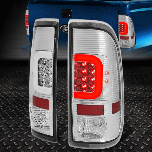 [СВЕТОДИОДНАЯ ПЛАНКА С-ОБРАЗНОЙ ФОРМЫ] ДЛЯ 08-16 FORD F250 F350 SUPER DUTY ЗАДНИЙ ФОНАРЬ СТОП-СИГНАЛ ХРОМИРОВАННЫЙ