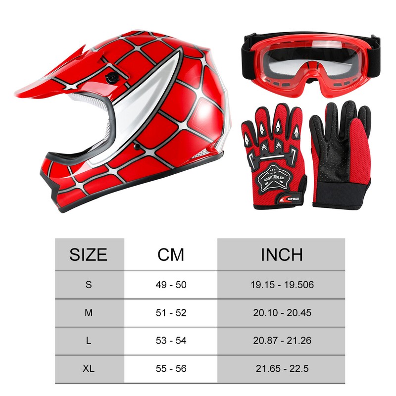 Youth Dirt Bike Helmet ATV DOT Motorcycle Kid Motocross Offroad Spider Net Child