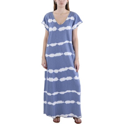 Vince Camuto Womens Blue Tie-Dye Maxi Casual T-Shirt Dress L BHFO 3123