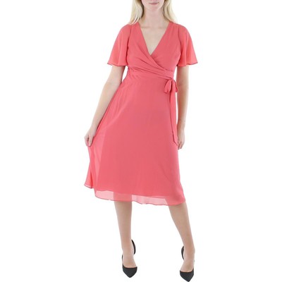 Женское вечернее платье Lauren Ralph Lauren из розового жоржета с искусственным запахом 4 BHFO 6423