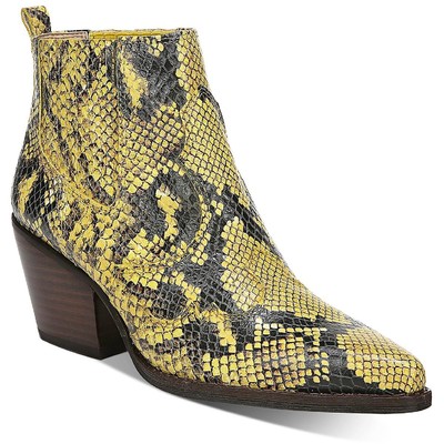 

Sam Edelman Женские желтые кожаные ботильоны на каблуке 8,5 средний (B,M) BHFO 9537, Yellow snake print leather