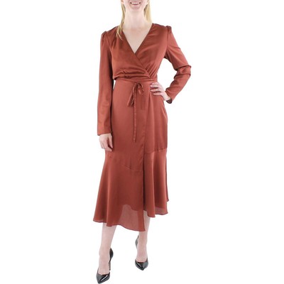 Женское коричневое макси-платье с запахом из искусственной кожи INC 16 BHFO 0335