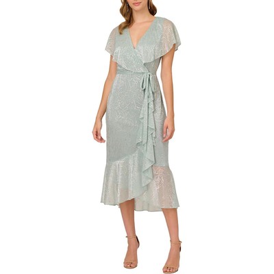 Женское зеленое платье для коктейлей и вечеринок Adrianna Papell цвета металлик 10 BHFO 1502