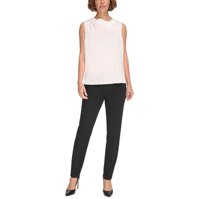 DKNY Womens Ivory Silk Sleeveless Tank Shell Shirt M BHFO 3923
