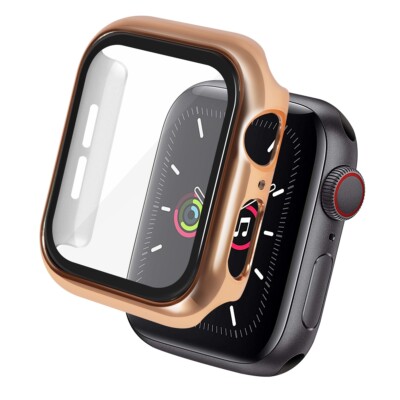 Plating Case with Glass Protector For Watch 40mm Series SE 6 5 4 Rose Gold