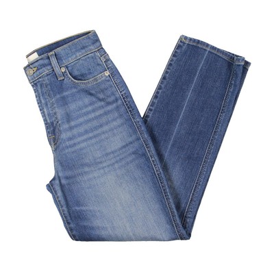 7 For All Mankind Женские синие джинсы из денима с высокой талией и прямыми штанинами 24 BHFO 0005