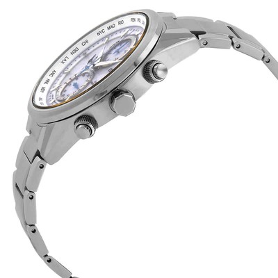 Pre-owned Citizen Eco-drive Perpetual Alarm World Time Chronograph Gmt White Dial Men's