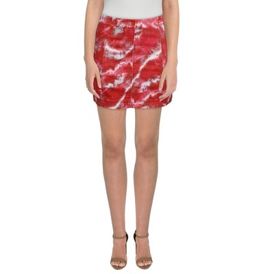 

Женская черная джинсовая повседневная мини-юбка Free People Space Dye  BHFO 3332, Flame combo