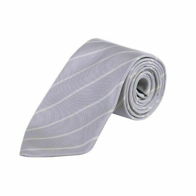 Pringle Of Scotland 100% Silk Silver Beige Striped Neckwear Tie Cravat